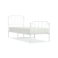 moderne structure de lit métal avec tête de lit/pied de lit blanc 80x200 cm deco995630