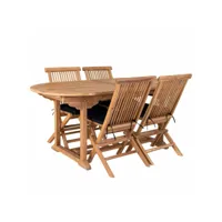 table de jardin extensible 180/240 cm + 4 chaises en teck #ds