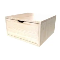 cube de rangement bois 50x50 cm + tiroir  vernis naturel cube50t-v