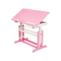 bureau enfant meuble réglable en hauteur et inclinable rose helloshop26 0508097