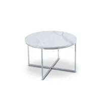table basse ronde effet marbre avec pieds chromés royce