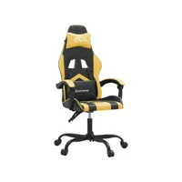 fauteuil gamer - chaise gaming - chaise de bureau ergonomique noir et doré similicuir pwfn80739