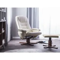fauteuil massant et chauffant en cuir pu beige relaxpro 1545