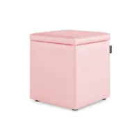 pouf cube rangement similicuir rose pack 2 unités 3842888