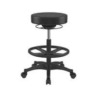 tabouret de travail, siège haut, tabouret dynastique ergonomique, tabouret de bureau assis-debout, pivotant et réglable, 59,5-81 cm, avec repose-pieds circulaire réglable, noir