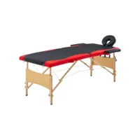 table de massage pliable 2 zones bois noir et rouge helloshop26 02_0001816