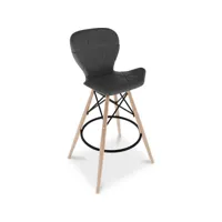 chaise de bar design scandinave avec pieds en bois naturel - laila gris
