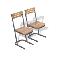 lot de 2 chaises  chaises de salle à manger chaise de cuisine  bois de teck massif meuble pro frco59296