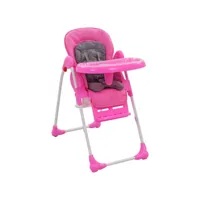 chaise haute pour bébé rose et gris