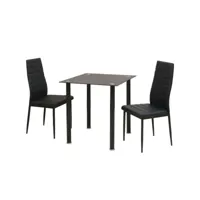 ensemble de table et chaise de salle à manger 3 pièces noir