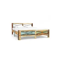 clicnbuy - lits & cadres de lit - cadre de lit bois de récupération massif 180 x 200 cm cadre 2 personnes