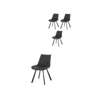 chaise de salle à manger moderne en pu gris (lot de 4) helley