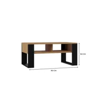 table basse salon moderne, couleur : chêne artisan/noir, d : h : 50 cm, l : 90 cm, p : 58 cm , table salon,