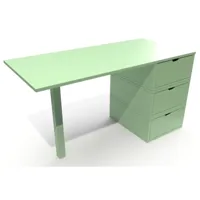 bureau bois 3 tiroirs cube  vert pastel bur3t-vp