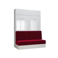 armoire lit escamotable dynamo sofa façade blanc brillant canapé rouge 140*200 cm 20100990878