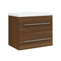 meuble lavabo avec bassin intégré, armoire de salle de bain chêne brun bois d'ingénierie pewv82144 meuble pro