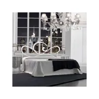 lit double en fer avec cadre de lit en fer blanc cupido 186x202x h133 cm
