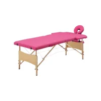 table de massage pliable lit de massage banc canapé thérapie cosmétique portable professionnel shiatsu reiki 2 zones bois rose helloshop26 02_0001817