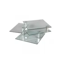 table basse en verre carrée - draqua - fermée : l 80 x l 80 x h 42 cm - ouverte : l 131 x l 80 x h 42 cm