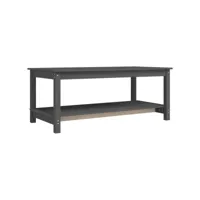 table de salon gris 110x55x45 cm bois massif de pin
