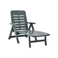 transat chaise longue bain de soleil lit de jardin terrasse meuble d'extérieur pliable plastique vert helloshop26 02_0012880