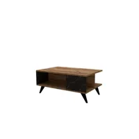 table basse effet bois et marbre l.90 cm - marron