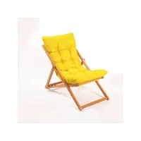 chaise de jardin purrault bois massif clair et tissu jaune