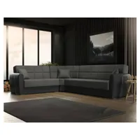 canapé dgytkjæ, canapé d'angle avec rangement en éco-cuir et tissu, canapé de salon avec ouverture clic-clac et péninsule réversible, 305x238h91 cm, noir et vert 8052773842327