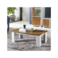 table basse blanc brillant-bois - avellino - l 120 x l 60 x h 40 cm