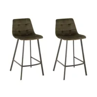 chaise de bar en velours peau de pêche et en métal noir ( lot de 2) - olivia