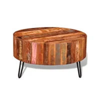 table basse table de salon  bout de canapé ronde bois massif de récupération meuble pro frco84291