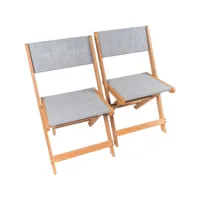 chaise pliante en bois exotique seoul - maple - gris - lot de 2
