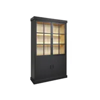alpha - vitrine 4 portes aspect bois noir avec leds