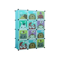 armoire penderie plastique enfants bleu hombuy 12 cubes armoire etagère meuble de rangement pour vêtements chaussures jouets cartoon