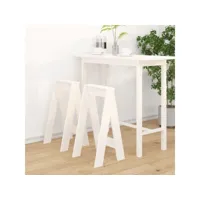 tabourets lot de 2 - chaises fauteuil de bar blanc 40x40x75 cm bois massif de pin meuble pro frco27891