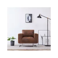 fauteuil cube  fauteuil de relaxation fauteuil salon marron similicuir daim meuble pro frco39851