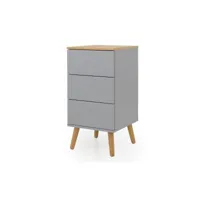 dot - table de chevet en bois 3 tiroirs - couleur - gris clair 9001652612