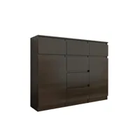 monaco - commode style contemporaine meuble rangement chambre/salon/bureau - 120x40x98 - 6 tiroirs coulissants 2 portes - buffet - wenge