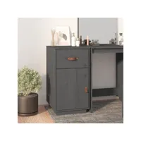 armoire de bureau gris 40x50x75 cm bois massif de pin