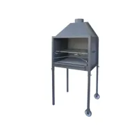 barbecue de compagne en zinc coloris gris - 80 x 108 x 65 x 183 cm
