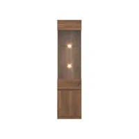 vitrine 2 portes battantes bois marron à led - qiz - l 47.5 x l 37 x h 194 cm