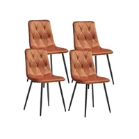 carine - lot de 4 chaises capitonnées orange pieds bois