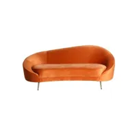 sofa en velours orange, 182x80x78 cm