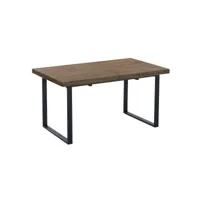 matika - table repas extensible bois foncé et acier noir l180