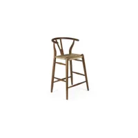chaise haute bois rotin marron 50x45x97cm - bois-rotin - décoration d'autrefois