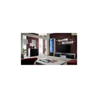 ensemble meuble tv mural galino b avec led - corps blanc/ front noir de haute brillance 23 wsh gb