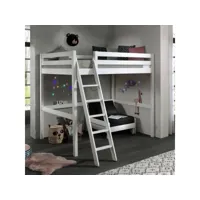 paris prix - pack - lit mezzanine enfant & fauteuil-lit pino 140x200cm blanc