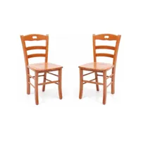 chaise de cuisine avec assise en bois loire merisier set 2 pcs