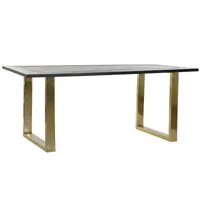 table à manger table repas rectangulaire en métal doré et manguier coloris noir - longueur 180 x hauteur 75 x profondeur 89 cm