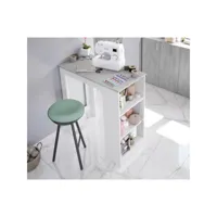 table haute avec rangements blanc-béton - siminti - l 103 x l 50 x h 105 cm